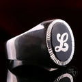 Vintage Monogrammring - Siegelring Initiale Buchstabe L Silberring mind. 800 Silber RG 58 (18,4 mm Ø) Vintage aus Frankreich