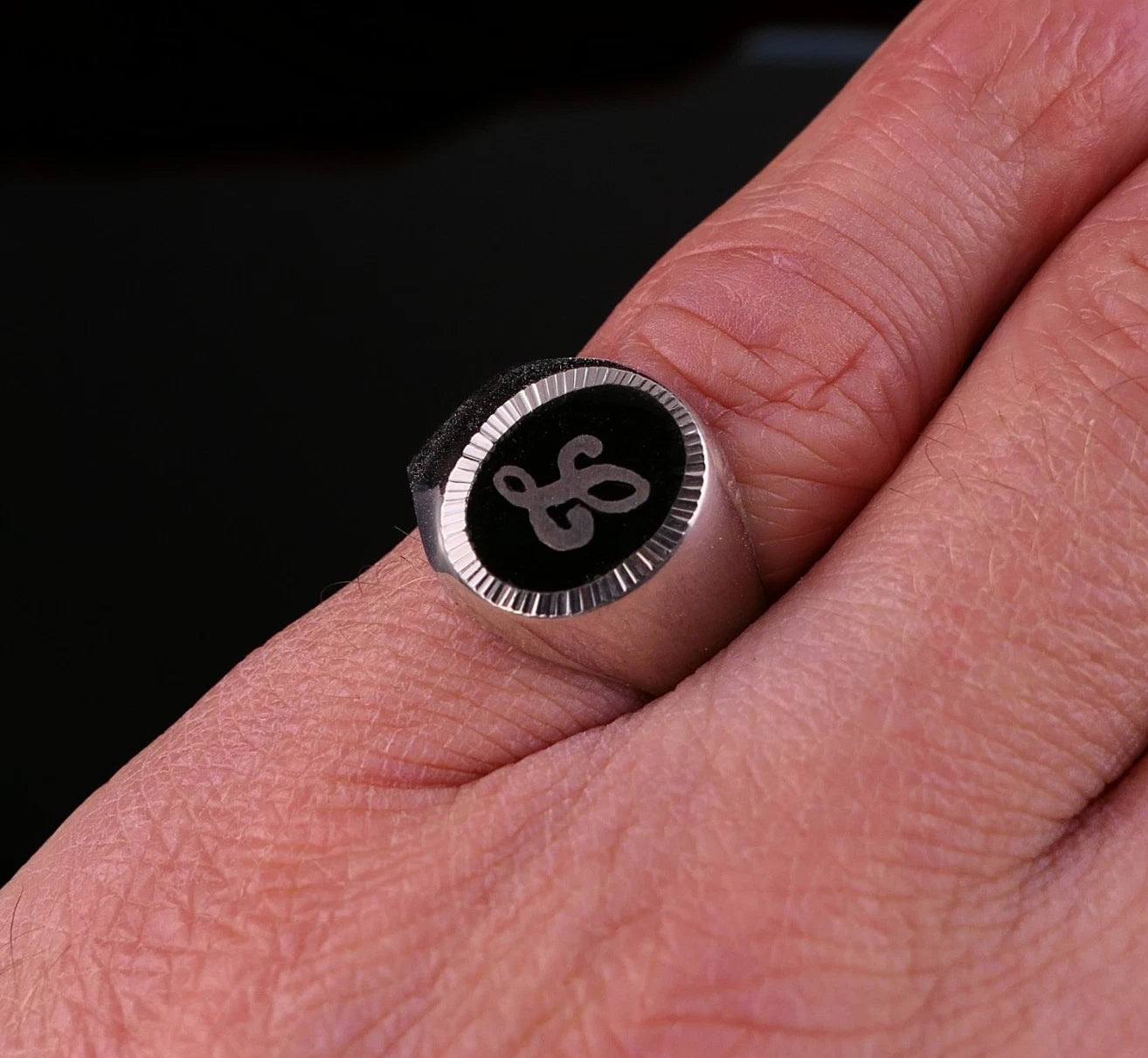 Vintage Monogrammring - Siegelring Initiale Buchstabe L Silberring mind. 800 Silber RG 58 (18,4 mm Ø) Vintage aus Frankreich