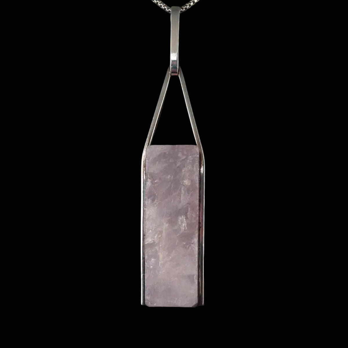 Vintage Statement Anhänger - Großer Design Schmuck um 1970 mit Rosenquarz aus 835 Silber