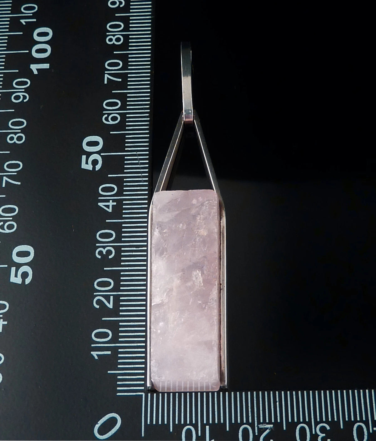 Vintage Statement Anhänger - Großer Design Schmuck um 1970 mit Rosenquarz aus 835 Silber
