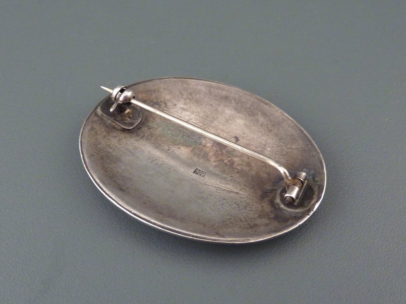 Antike Brosche - Art Deco um 1920 - Große Rosenbrosche mit Emaille aus 900 Silber