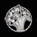 Antike Brosche - Jugenstil / Art Déco um 1910 / 1920 - Ein Korb voll Rosen - aus 800 Silber