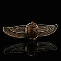 Antike Viktorianische Skarabäus Flügelbrosche aus Silber & Gold ~1880/1900