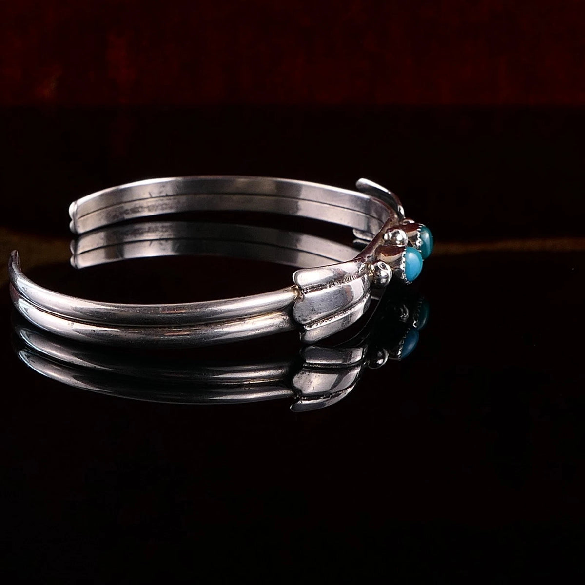 Schmaler Navajo Sterling 925 Silber Armreif Armspange Türkise 16cm Alt Vintage