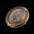Antikes Medaillon um 1880 aus 14kt 585er Gelbgold Biedermeier Medaillon Brosche mit drehbarem Mittelteil