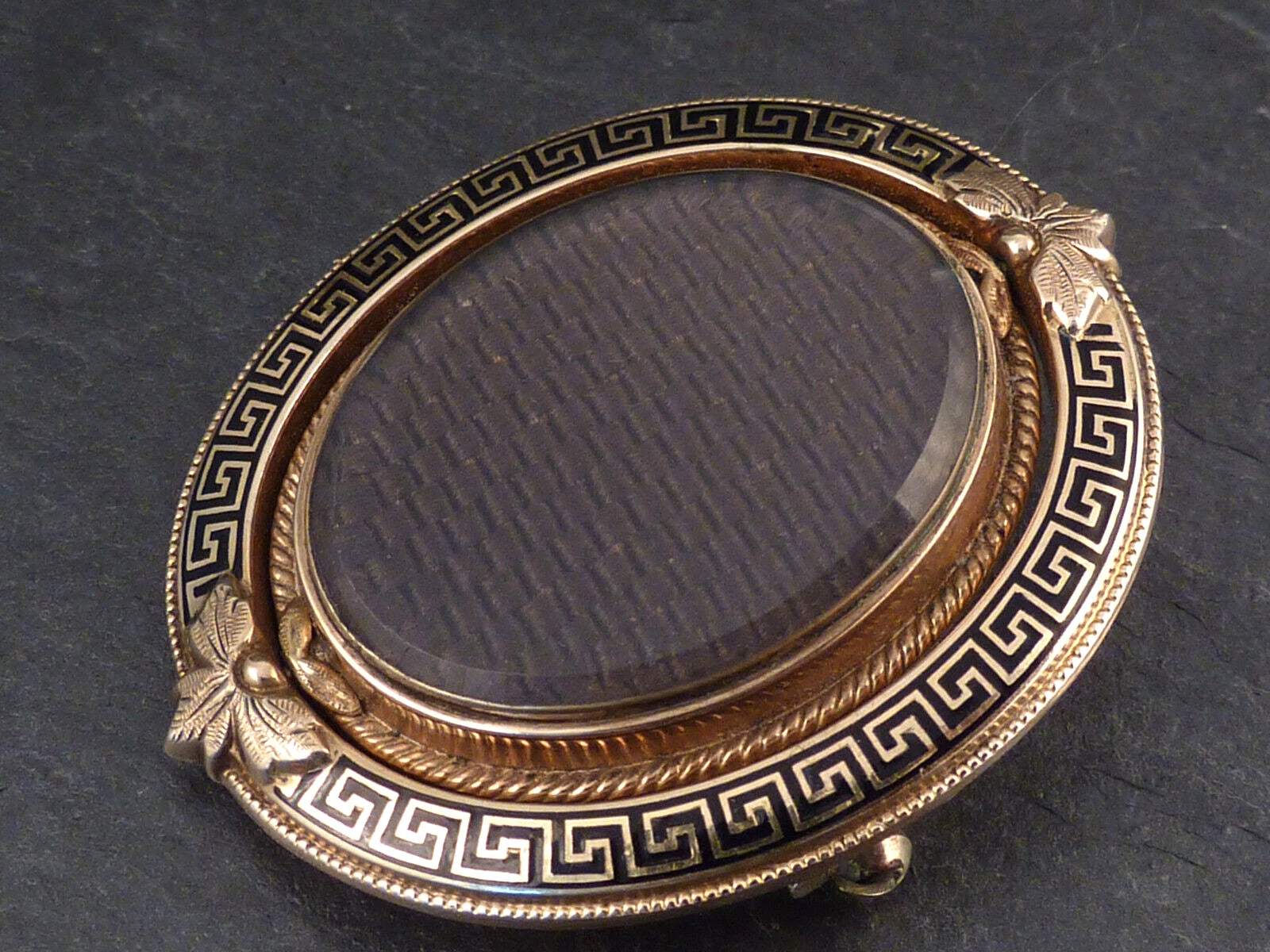 Antikes Medaillon um 1880 aus 14kt 585er Gelbgold Biedermeier Medaillon Brosche mit drehbarem Mittelteil