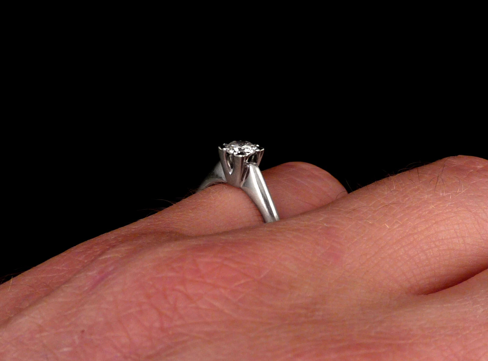 Solitär Diamantring / Brillantring mit 0,41ct(Si) natürlichem Diamant aus 14kt 585 Weißgold RG 55 (17,5mm) Vintage