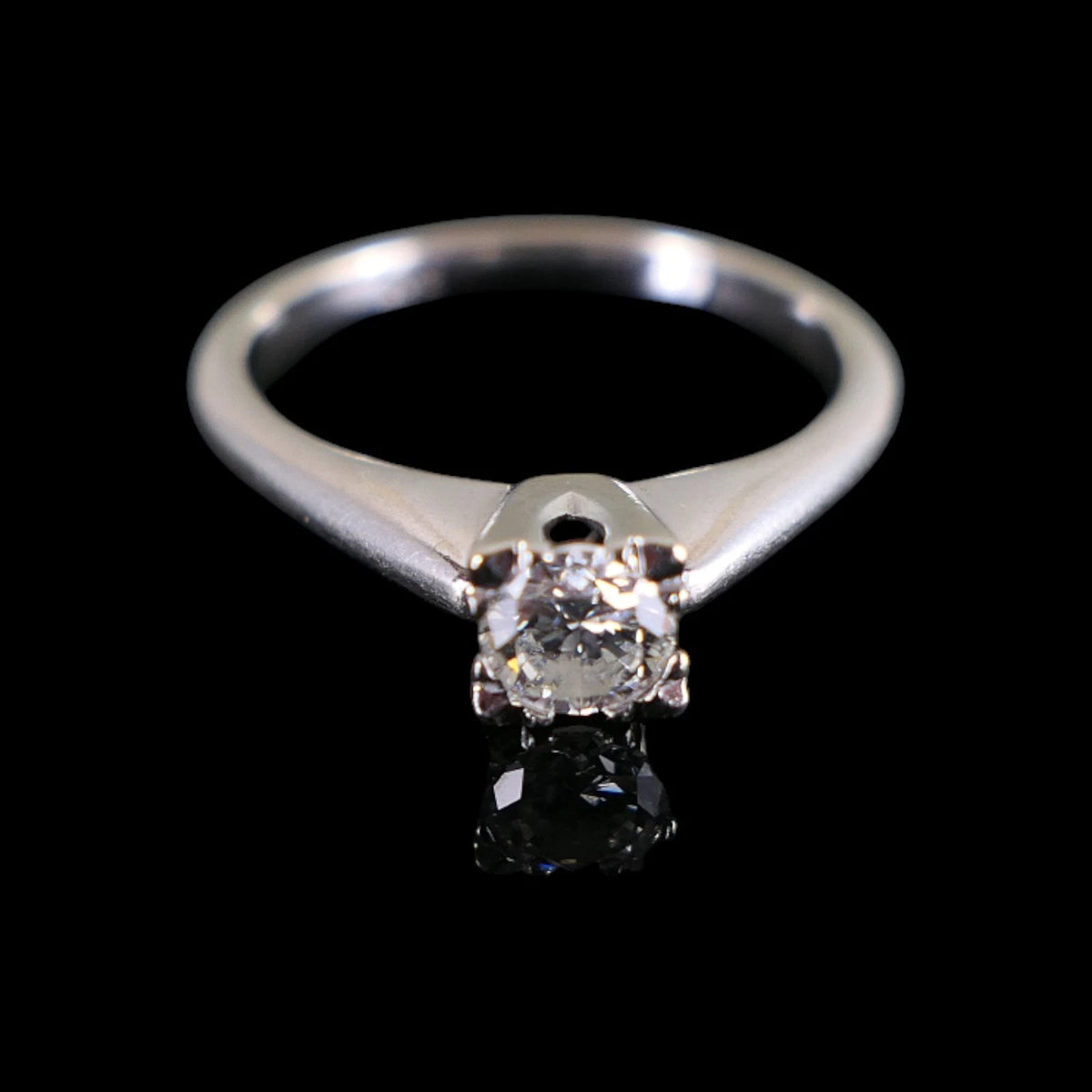 Solitär Diamantring / Brillantring mit 0,41ct(Si) natürlichem Diamant aus 14kt 585 Weißgold RG 55 (17,5mm) Vintage