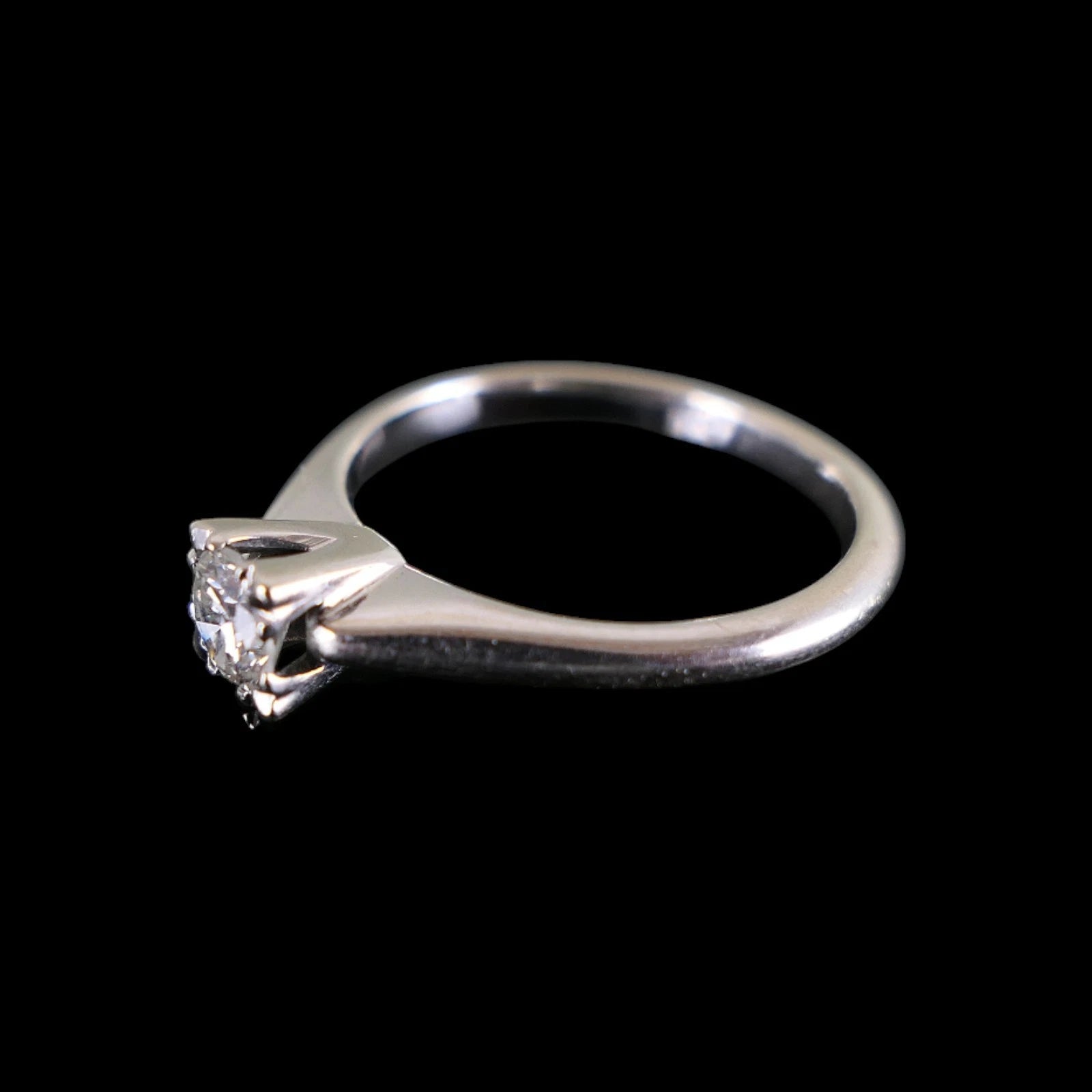 Solitär Diamantring / Brillantring mit 0,41ct(Si) natürlichem Diamant aus 14kt 585 Weißgold RG 55 (17,5mm) Vintage