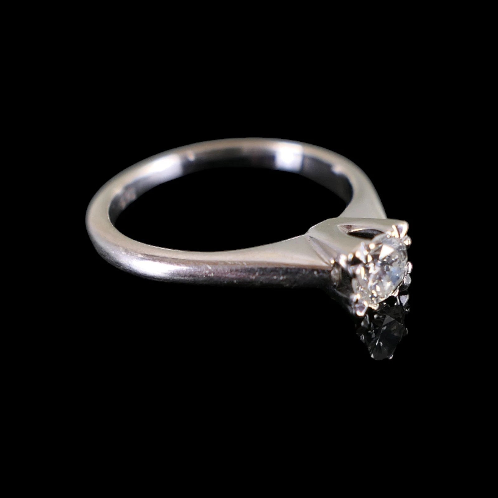 Solitär Diamantring / Brillantring mit 0,41ct(Si) natürlichem Diamant aus 14kt 585 Weißgold RG 55 (17,5mm) Vintage