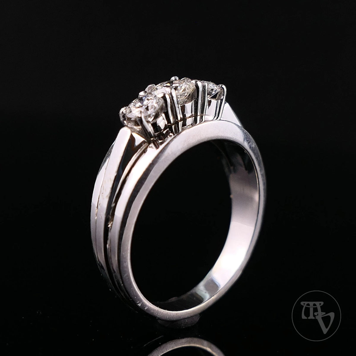 0,60ct Diamanten Goldring Diamantring aus 14kt 585er Weißgold mit 3 Brillanten RG 53 (16,8mm)