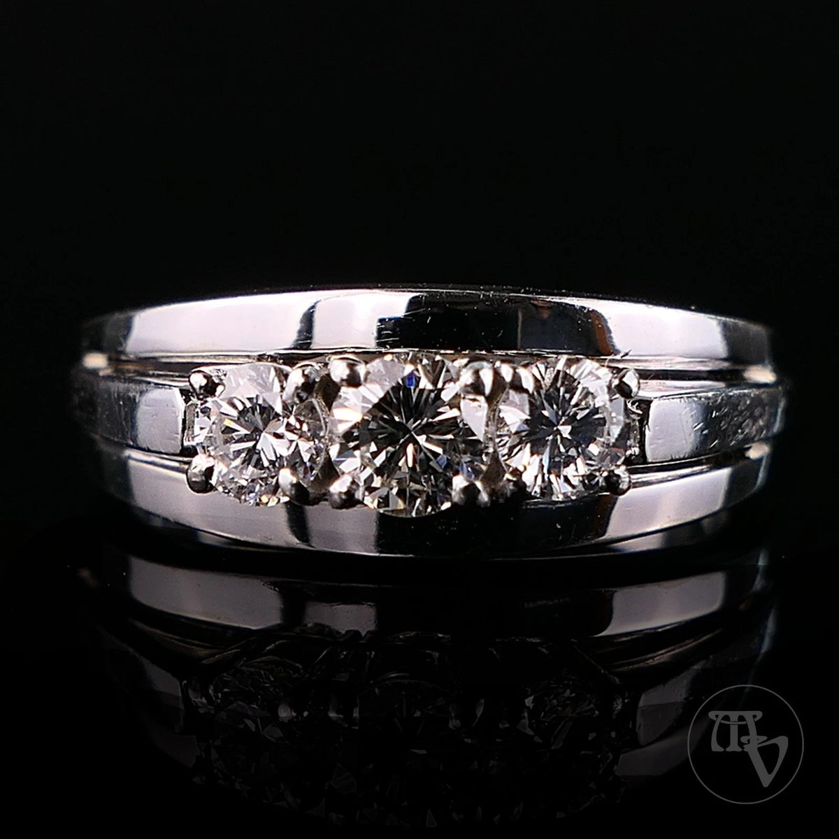 0,60ct Diamanten Goldring Diamantring aus 14kt 585er Weißgold mit 3 Brillanten RG 53 (16,8mm)