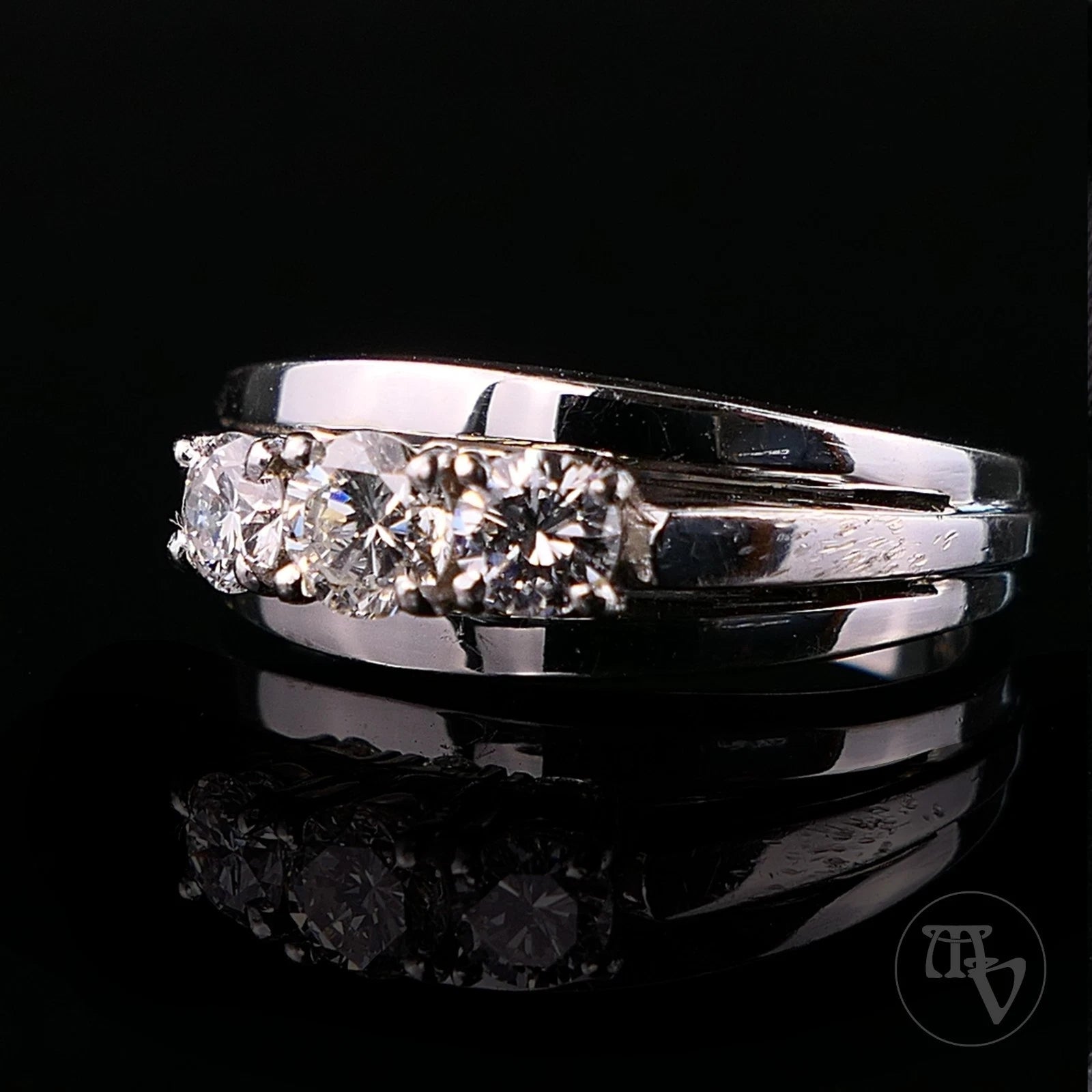 0,60ct Diamanten Goldring Diamantring aus 14kt 585er Weißgold mit 3 Brillanten RG 53 (16,8mm)