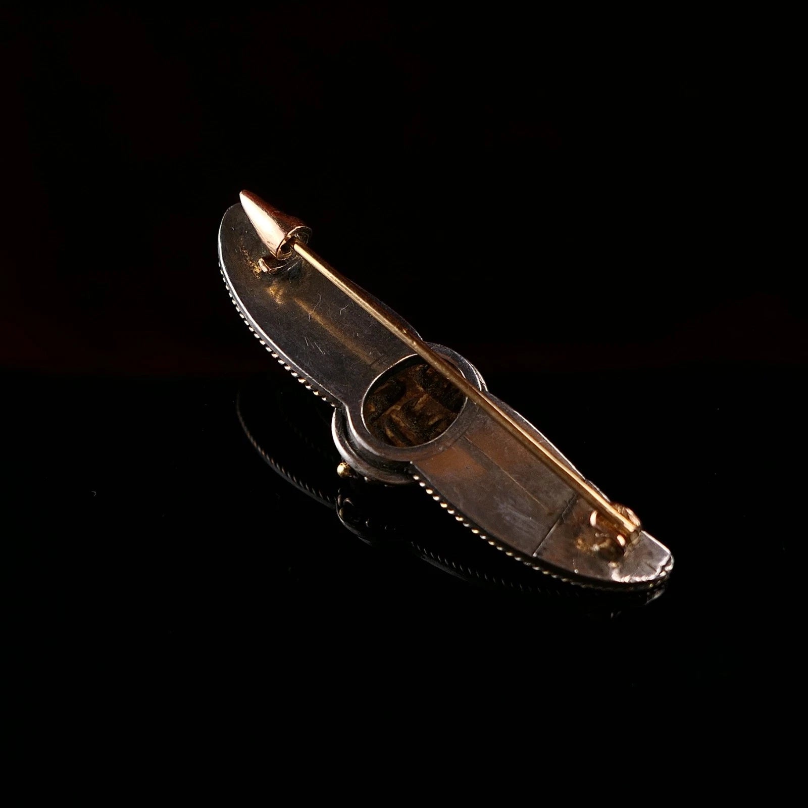 Antike Viktorianische Skarabäus Flügelbrosche aus Silber & Gold ~1880/1900